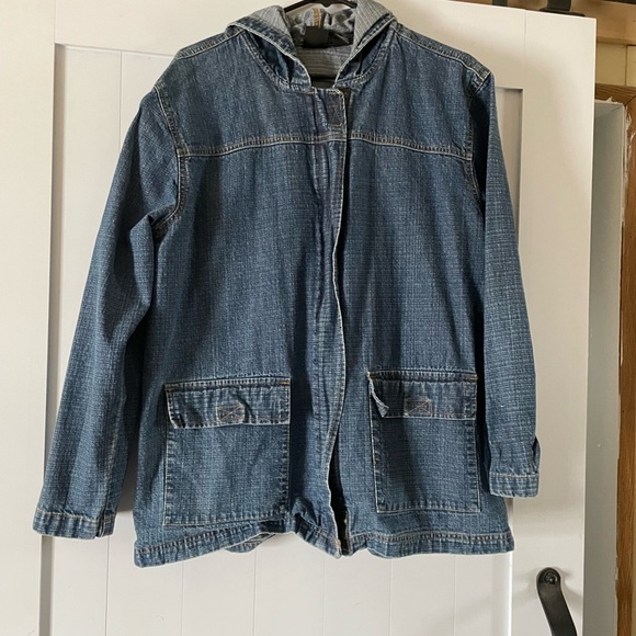Erika Jackets & Blazers - Denim Zip Hooded Jacket Size L